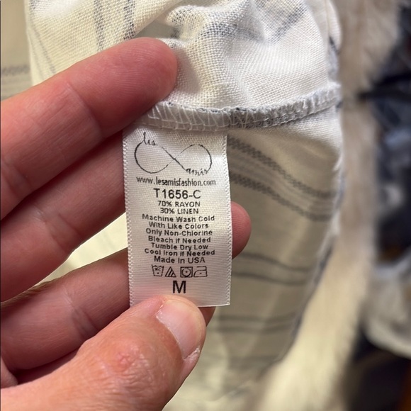 Cream and Blue Striped Women's Blouse - Picture 5 of 6